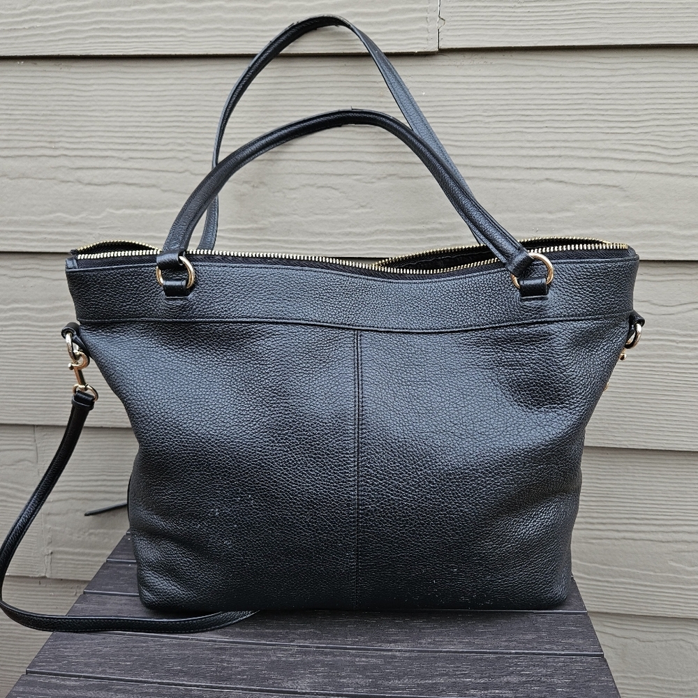 Coach Black Leather Tote with Gold Hardware - Picture 6 of 16